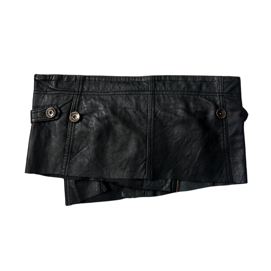 Asymmetric Leather Mini Skirt