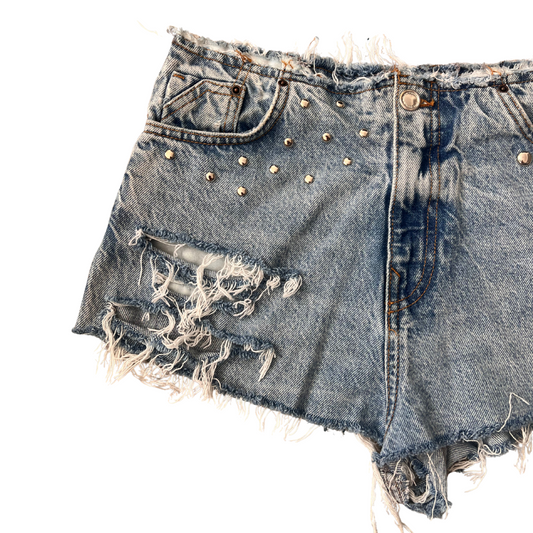 Studded Distressed Mini Shorts