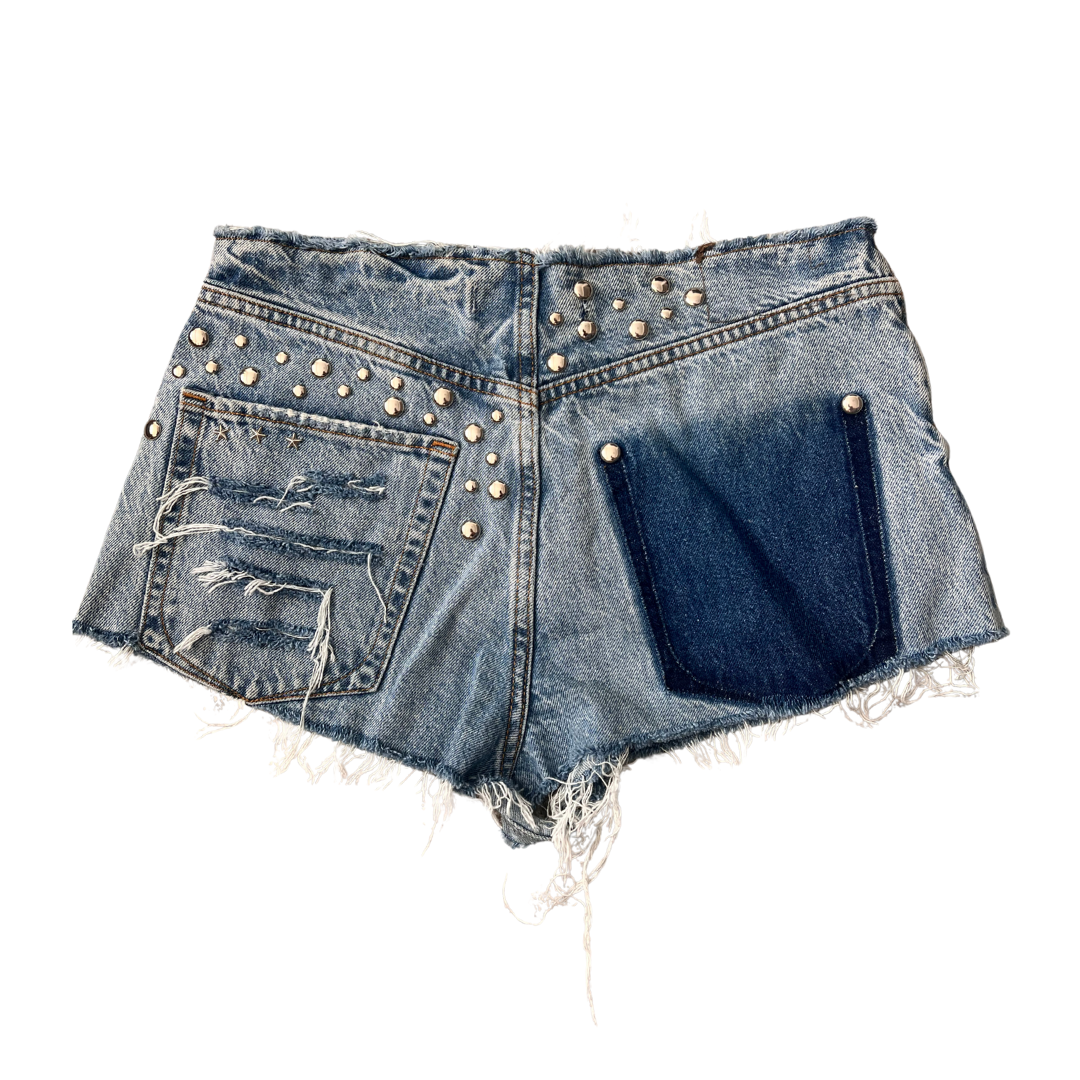 Studded Distressed Mini Shorts