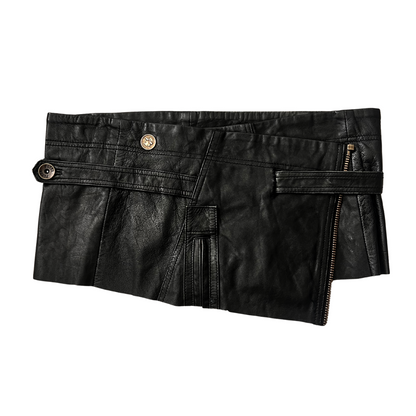 Asymmetric Leather Mini Skirt