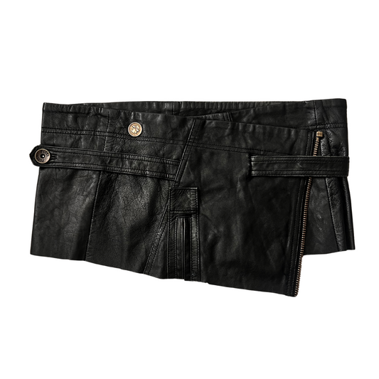 Asymmetric Leather Mini Skirt