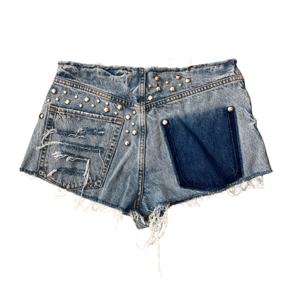 Studded Distressed Mini Shorts