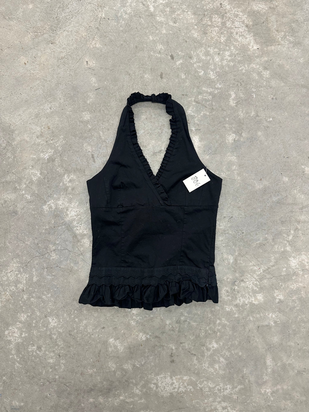 BLACK HALTER TOP