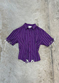 STRIPED PURPLE BUTTON UP TOP