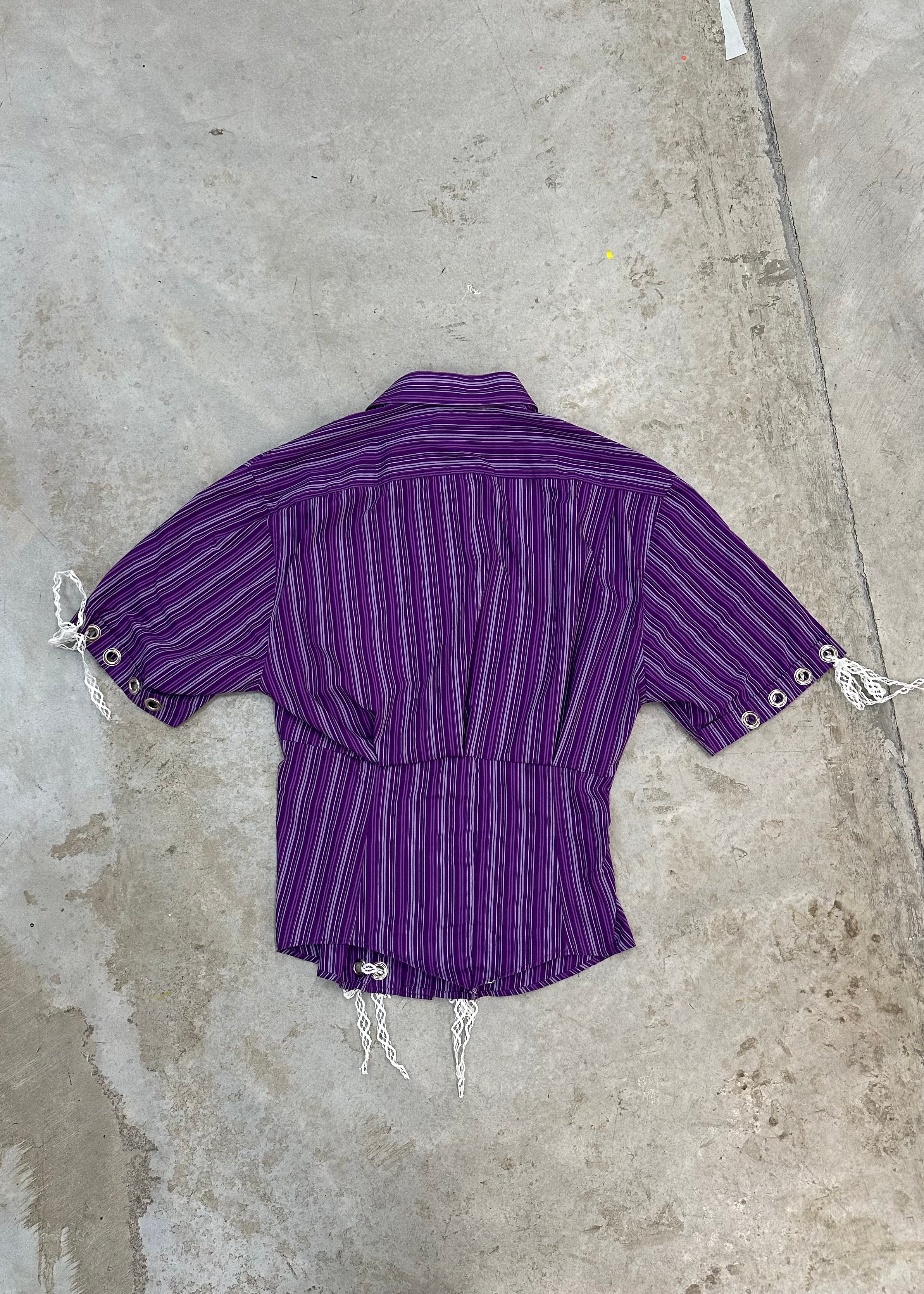 STRIPED PURPLE BUTTON UP TOP