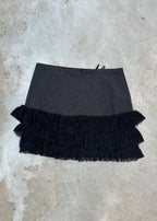 STRIPED AND MESH RUFFLE SKIRT