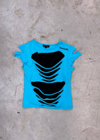 PUNKYFISH BLUE AND BLACK CUT-OUT TOP