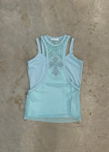 MESH DIAMANTE CROSS VEST TOP