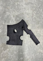 ONE SHOULDER SILVER CUT OUT TOP
