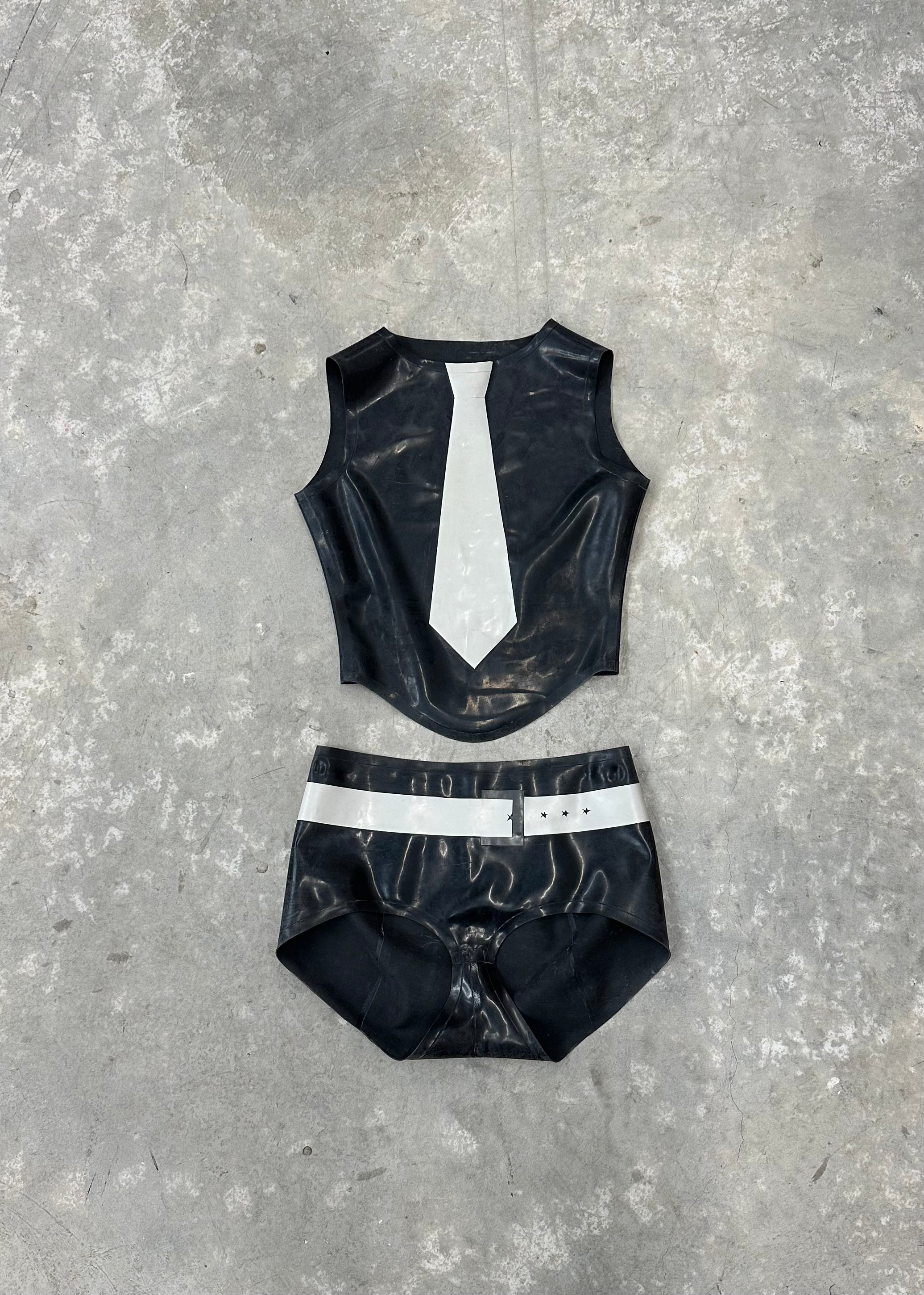 LATEX TIE AND BELT SET